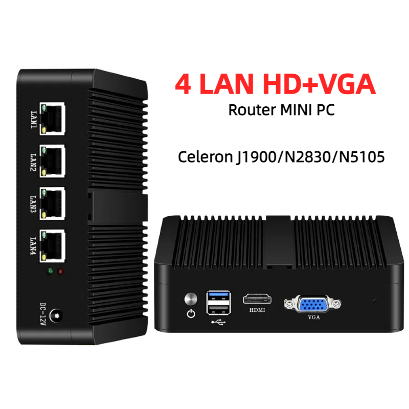 Thin Client Mini Pc - Mini PC Sin Ventilador, 4 Puertos